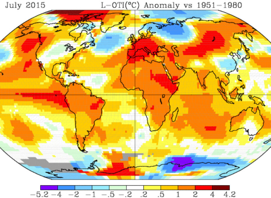 Hottest July On Record Keeps 2015 On Track To Crush 2014 for Hottest Year